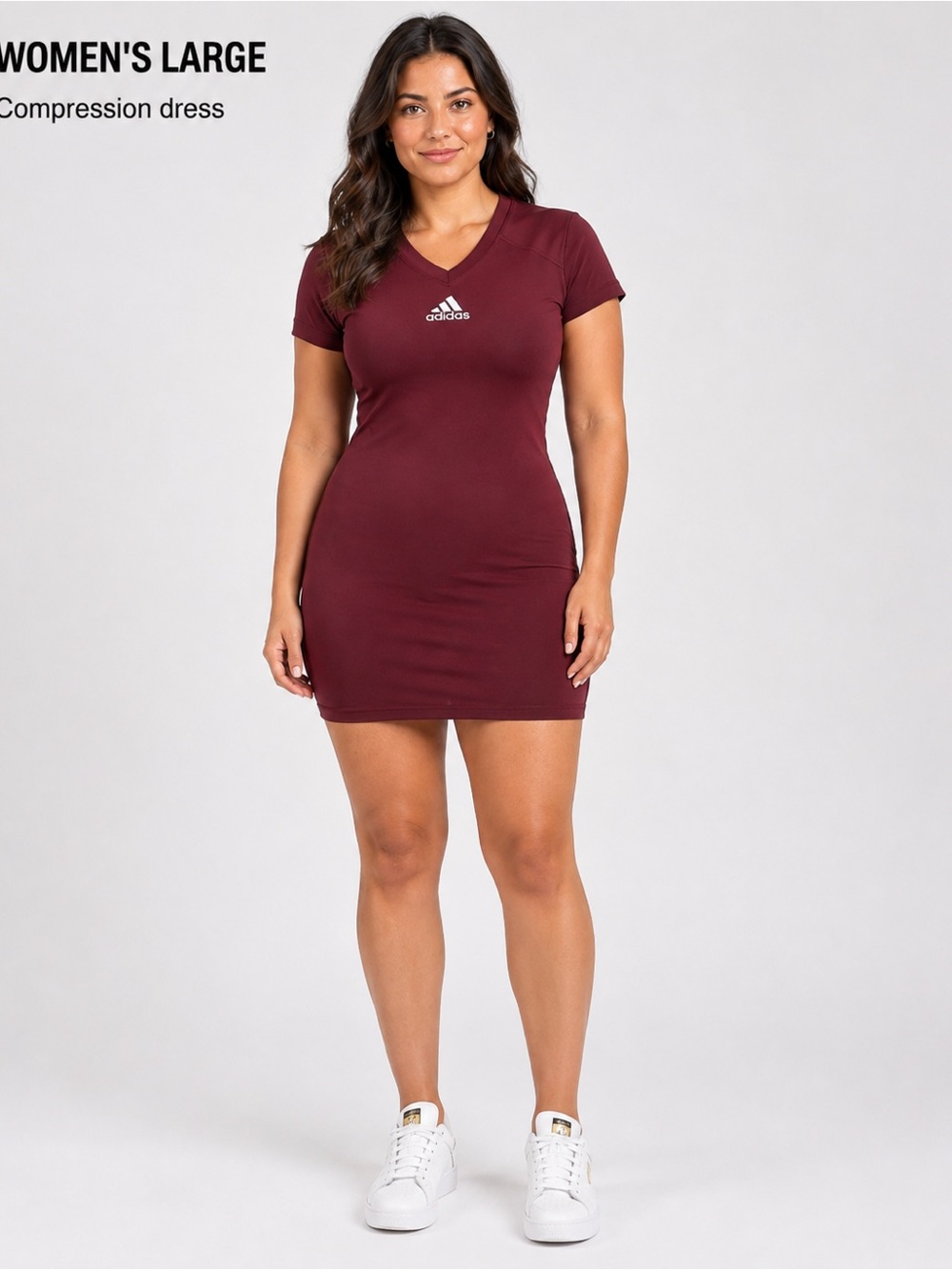 adidas Women's V-Neck Mini Dress in Maroon